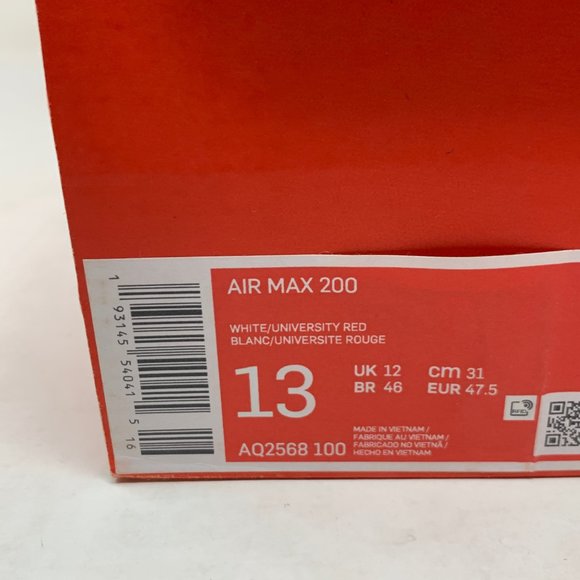 Nike Air Max 200 White Red Running Shoes main image 5
